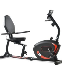 Merax Indoor Ergonomic Exercise Bike Seat Adjustment 8-level Resistance Adjustment LCD Display Maximum Load 120kg - Red