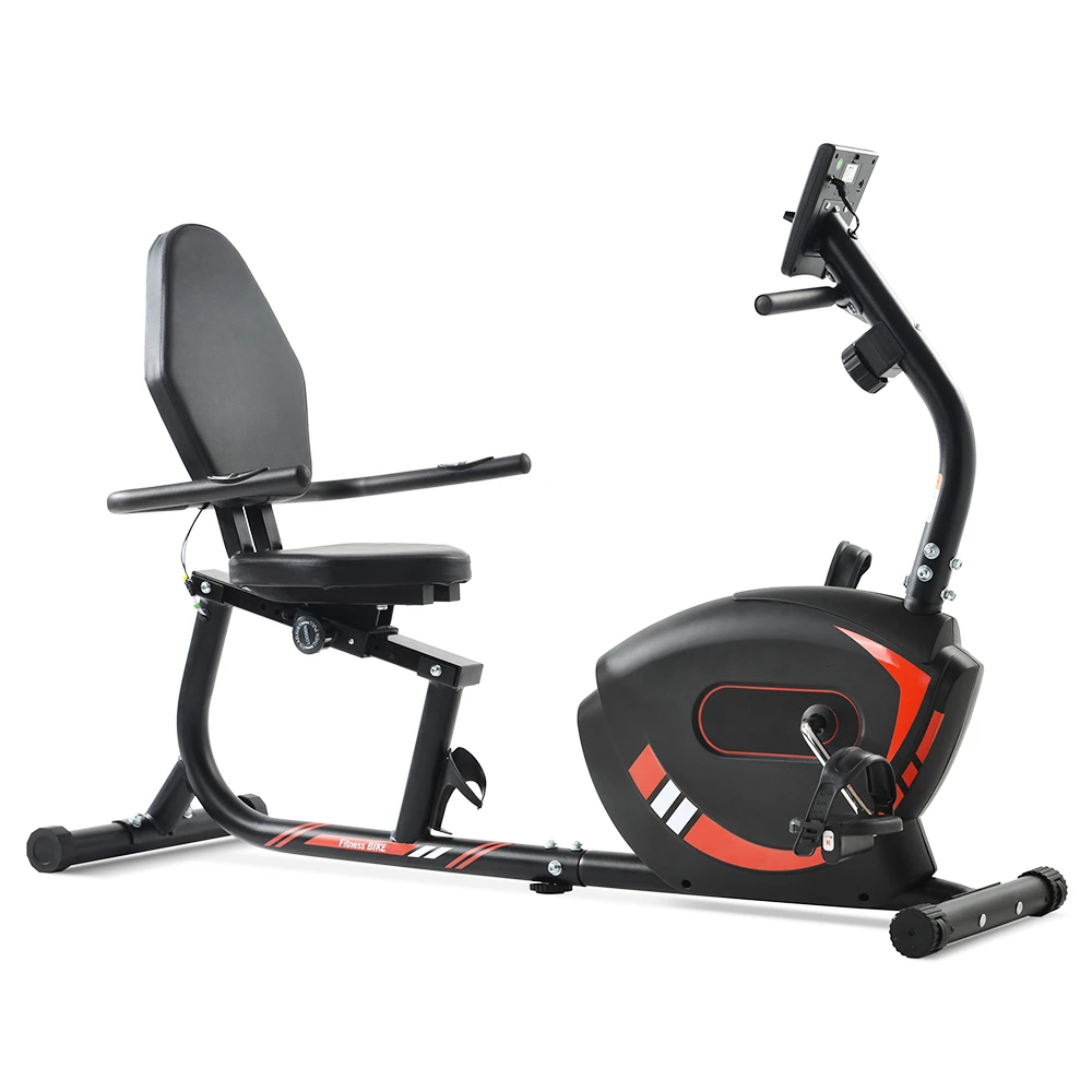 Merax Indoor Ergonomic Exercise Bike Seat Adjustment 8-level Resistance Adjustment LCD Display Maximum Load 120kg - Red
