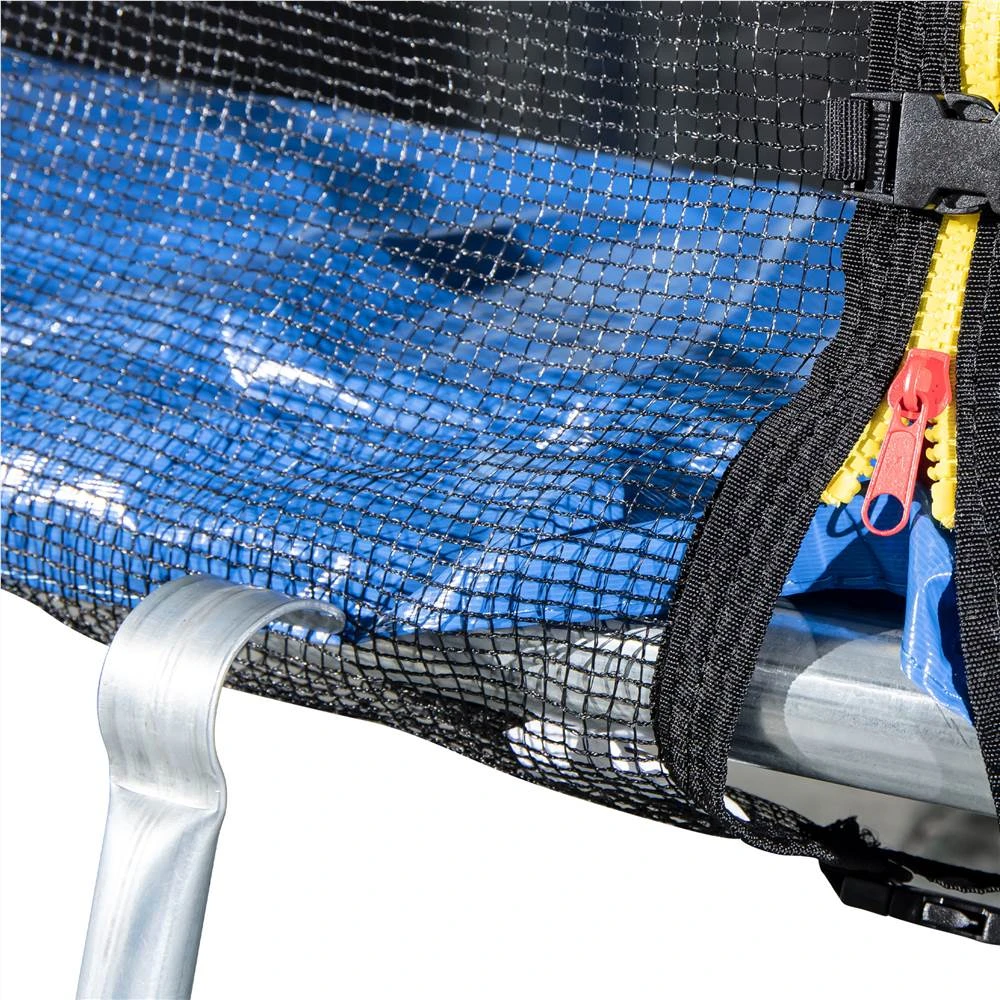 12FT Trampoline For Kids With Safety Enclosure Net, Ladder And 8 Wind Stakes, Round Outdoor Recreational Trampoline - Blue - Image 3
