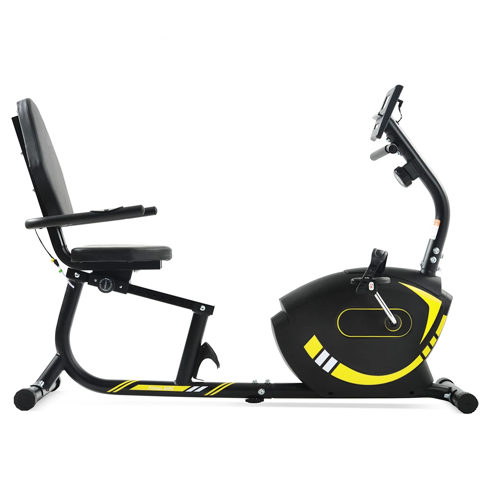 Merax Indoor Ergonomic Exercise Bike Seat Adjustment 8-level Resistance Adjustment LCD Display Maximum Load 120kg - Yellow
