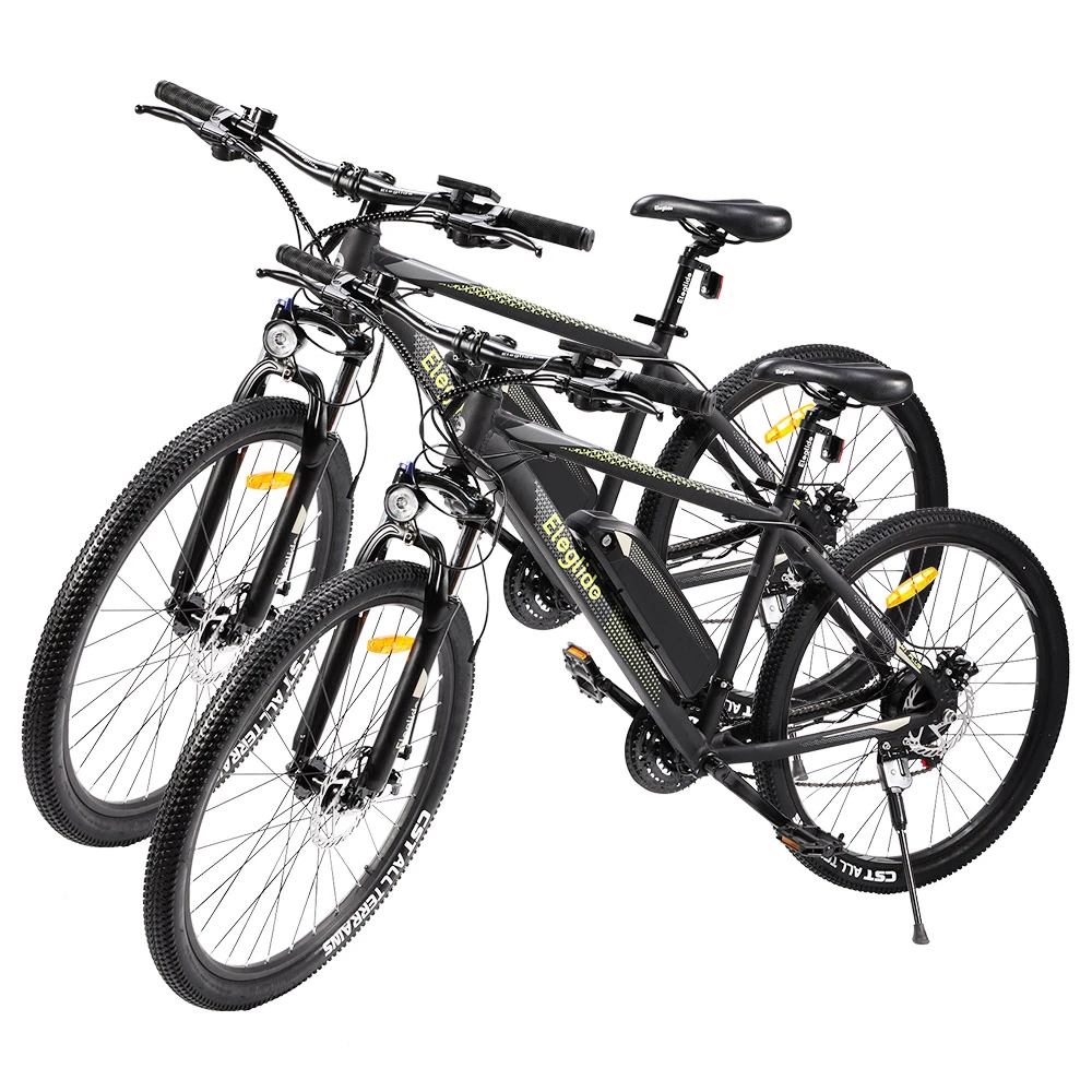 2PCS ELEGLIDE M1 PLUS Electric Mountain Bike 27.5 Inch 250W Brushless Motor SHIMANO 21 Speeds Shifter 36V 12.5Ah Battery 25Km/h Speed IPX4 Waterproof Electric-Assist Up To 100km Max Range Aluminum Alloy Frame Dual Disk Brake - Black