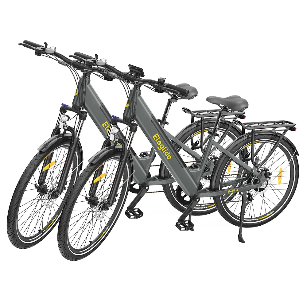 2PCS ELEGLIDE T1 STEP-THRU Electric Trekking Bike 27.5 Inch CST Tires 36V 12.5AH Battery 250W Brushless Motor Shimano 7 Gears Max Speed 25Km/h Max Range 100KM Max Load 120KG IPX4 Waterproof Dual Disk Brake Trekking E-Bike - Gray