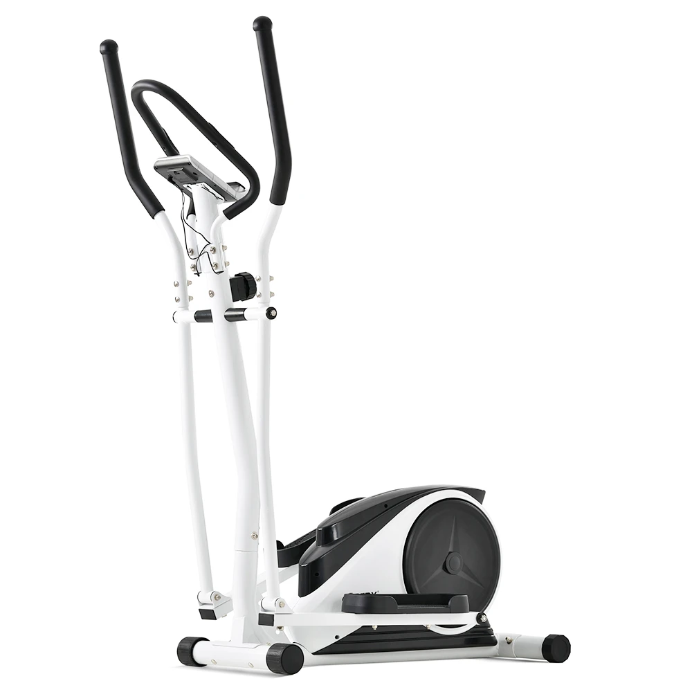 Merax Indoor Ergonomic Exercise Bike Elliptical Machine 8-level Resistance Adjustment Non-slip Pedal LCD Display Maximum Load 120kg - White