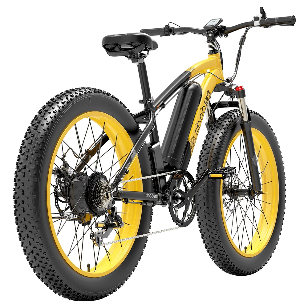 GOGOBEST GF600 Electric Bike 48V 13Ah Battery 1000W Motor 26x4.0 Inch Fat Tire Max Speed 40Km/h 110KM Power-assisted Mileage Range LCD Display IP54 Waterproof Aluminum Alloy Frame Shimano 7-speed Shift - Black Yellow - Image 3