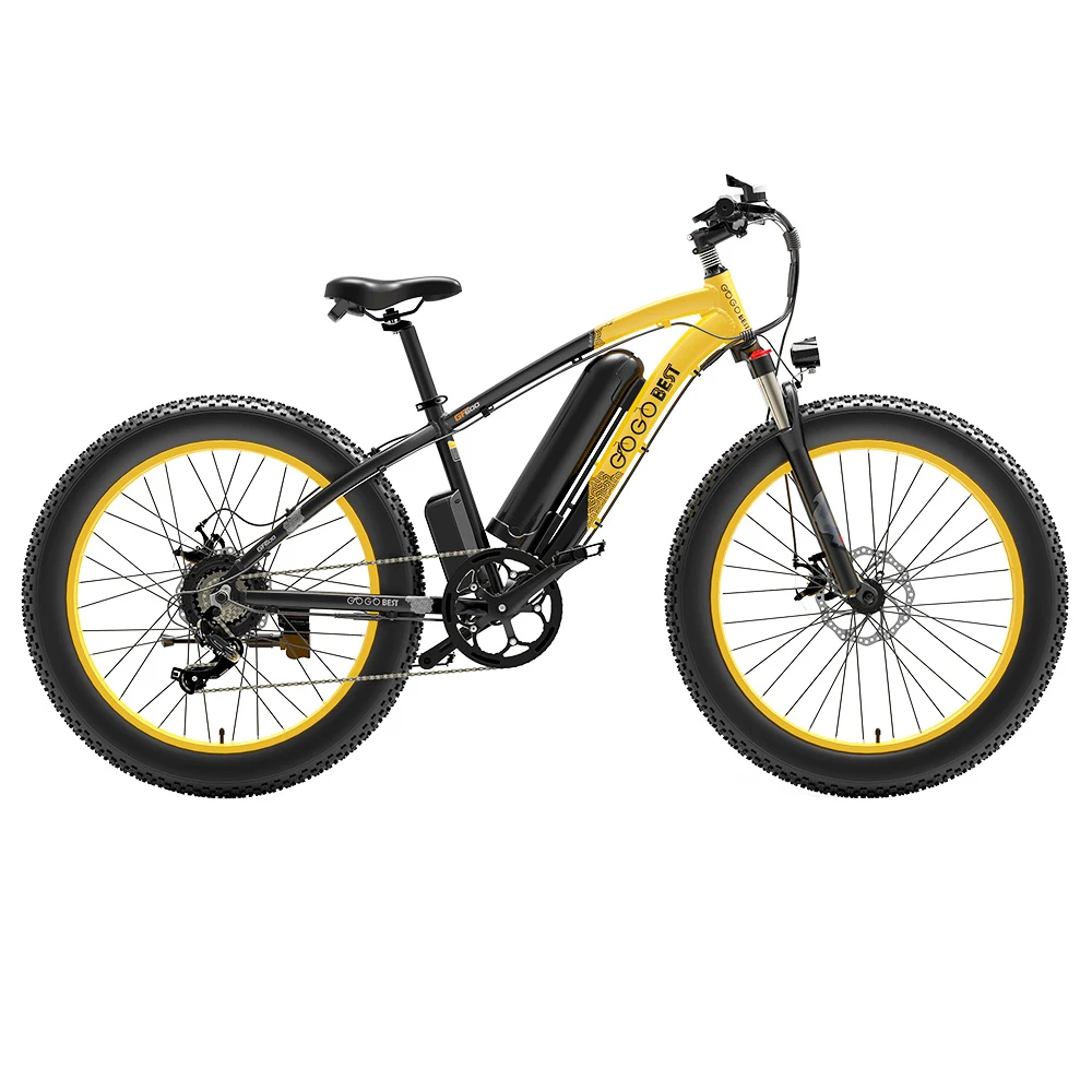 GOGOBEST GF600 Electric Bike 48V 13Ah Battery 1000W Motor 26x4.0 Inch Fat Tire Max Speed 40Km/h 110KM Power-assisted Mileage Range LCD Display IP54 Waterproof Aluminum Alloy Frame Shimano 7-speed Shift - Black Yellow - Image 4