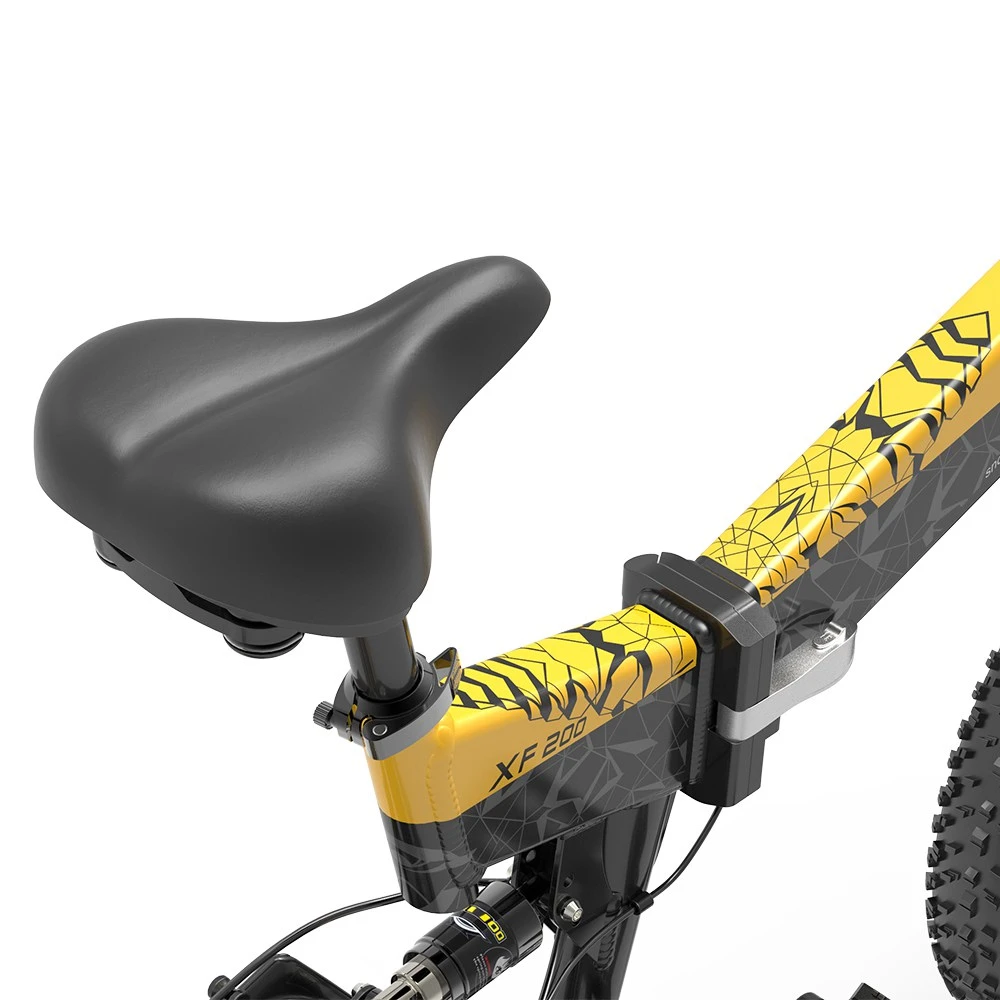 BEZIOR XF200 Off-road Electric Bike All Terrain Electric Bicycle 20x4'' Fat Tire 48V 1000W Motor 40km/h Max Speed 15Ah Battery Shimano 7-speed Shifting System - Black Yellow - Image 5