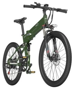 BEZIOR X500 Pro Folding Electric Bike Bicycle 26 Inch Tire 500W Motor Max Speed 30Km/h 48V 10.4Ah Battery Aluminum Alloy Frame Shimano 7-Speed Shift 100KM Power-Assisted Range LCD Display IP54 Waterproof Max Load 200KG - Army Green