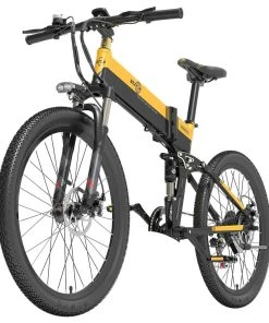 BEZIOR X500 Pro Folding Electric Bike Bicycle 26 Inch Tire 500W Motor Max Speed 30Km/h 48V 10.4Ah Battery Aluminum Alloy Frame Shimano 7-Speed Shift 100KM Power-Assisted Range LCD Display IP54 Waterproof Max Load 200KG - Black&Yellow