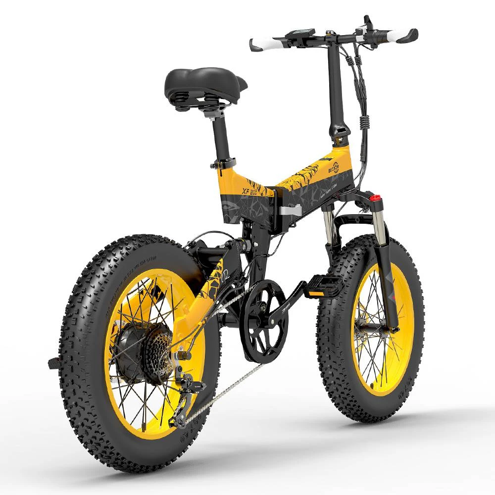 BEZIOR XF200 Off-road Electric Bike All Terrain Electric Bicycle 20x4'' Fat Tire 48V 1000W Motor 40km/h Max Speed 15Ah Battery Shimano 7-speed Shifting System - Black Yellow - Image 3