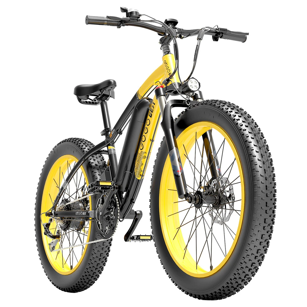 GOGOBEST GF600 Electric Bike 48V 13Ah Battery 1000W Motor 26x4.0 Inch Fat Tire Max Speed 40Km/h 110KM Power-assisted Mileage Range LCD Display IP54 Waterproof Aluminum Alloy Frame Shimano 7-speed Shift - Black Yellow - Image 2