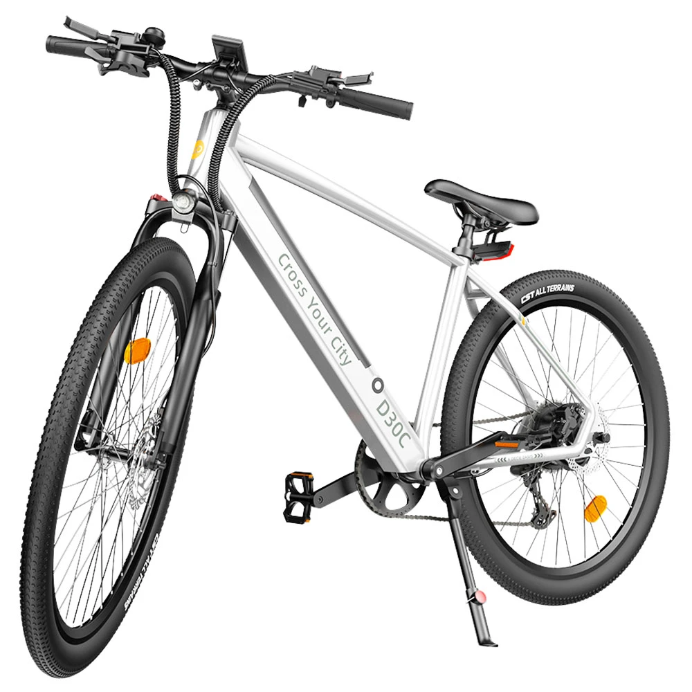 ADO D30C 36V 10.4Ah 250W 27.5in Electric Power Assist Bicycle 25km/h Max Speed 90km Mileage 9 Speed City Electric Bike Silver - Image 6