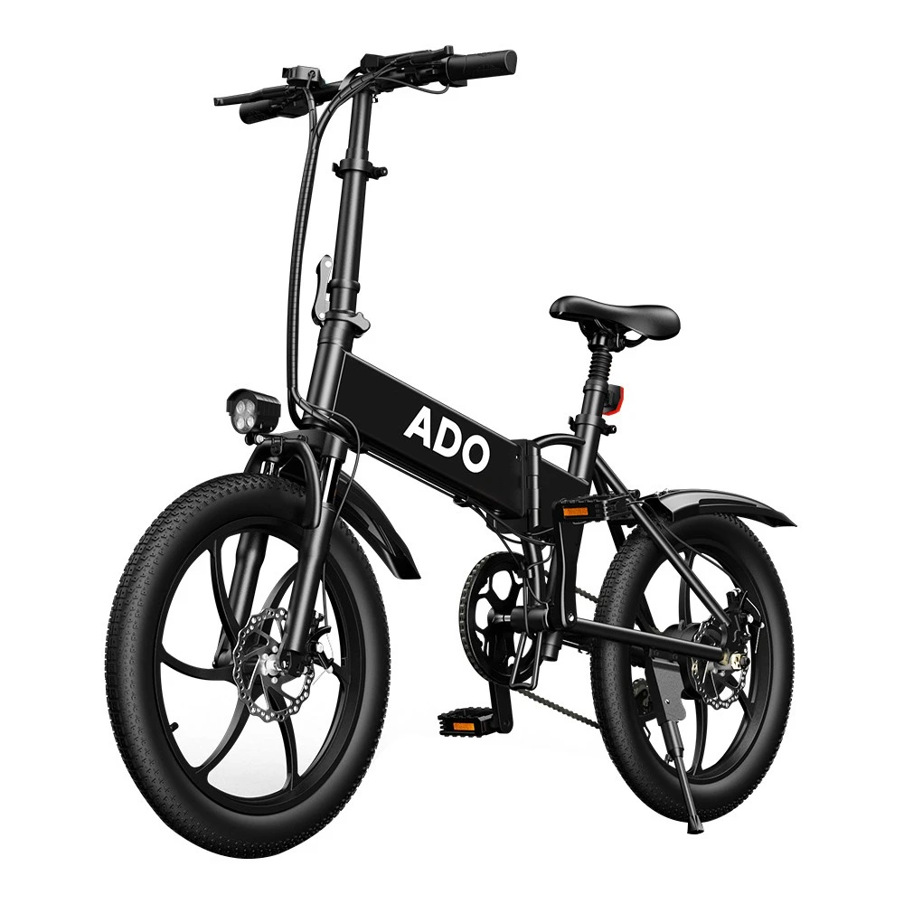 ADO A20 Electric Folding Bike 20 Inch City Bicycle 350W Hall Brushless Gear DC Motor 10.4AH Battery 25Km/h Max Speed SHIMANO 7-Speed Rear Derailleur - Black - Image 3