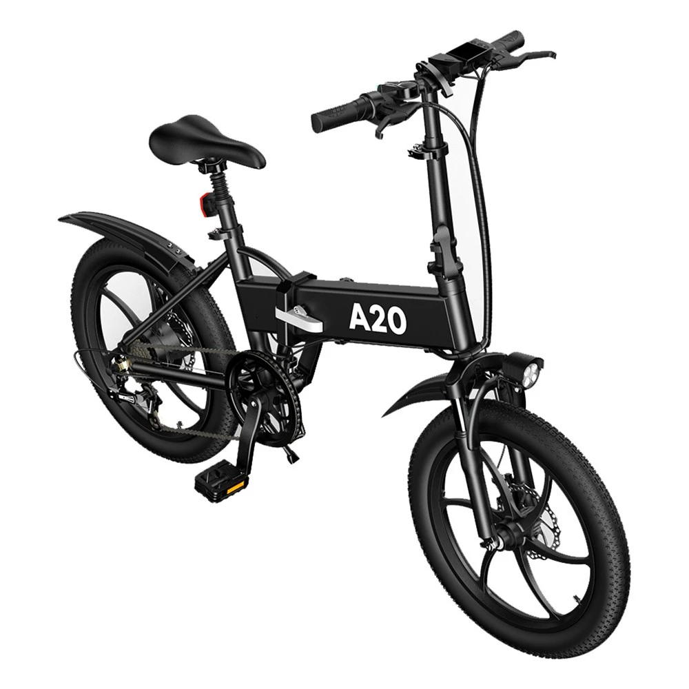 ADO A20 Electric Folding Bike 20 Inch City Bicycle 350W Hall Brushless Gear DC Motor 10.4AH Battery 25Km/h Max Speed SHIMANO 7-Speed Rear Derailleur - Black - Image 4