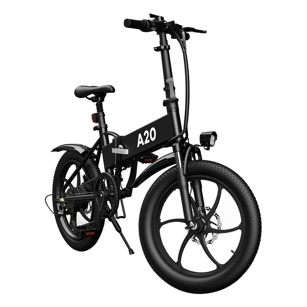 ADO A20 Electric Folding Bike 20 Inch City Bicycle 350W Hall Brushless Gear DC Motor 10.4AH Battery 25Km/h Max Speed SHIMANO 7-Speed Rear Derailleur - Black - Image 5