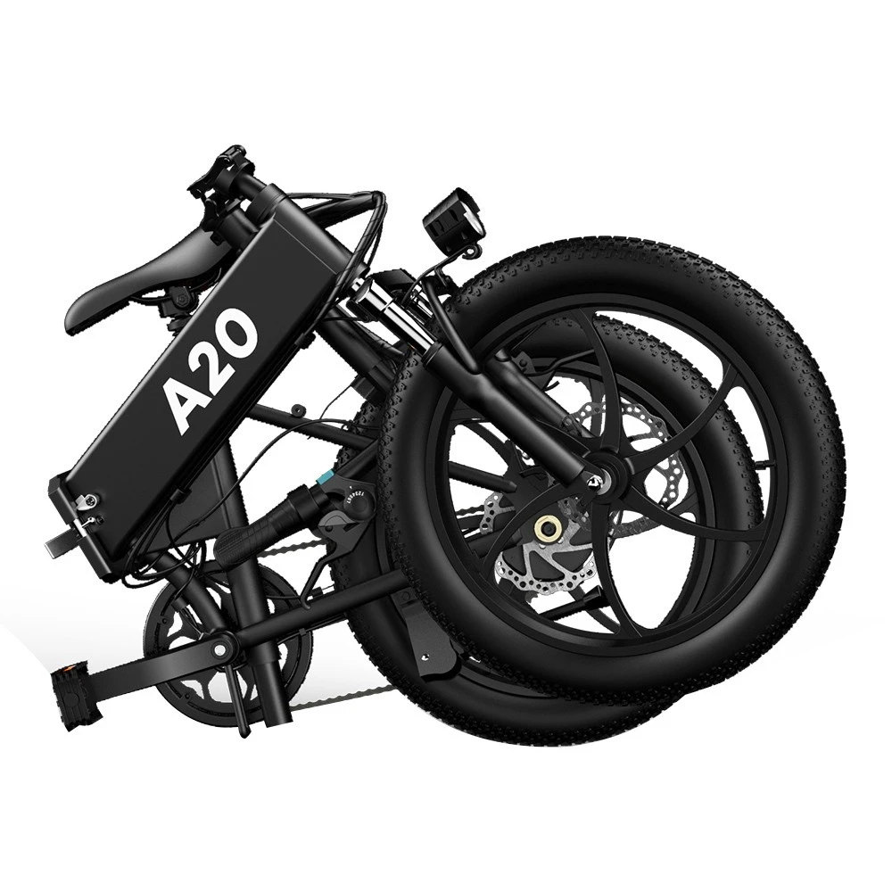 ADO A20 Electric Folding Bike 20 Inch City Bicycle 350W Hall Brushless Gear DC Motor 10.4AH Battery 25Km/h Max Speed SHIMANO 7-Speed Rear Derailleur - Black - Image 6