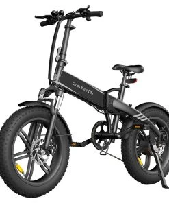 ADO A20F Beast Foldable E-Bike 20*4.0 Inch Fat Tire 250W Motor 25Km/h Speed 36V 14.5Ah Battery For 120KM Range Torque Sensor Shimano 7 Speed Dual Hydraulic Disc Brake IPX5 Waterproof IPS Color Display With ADO EBIKE App Control - Black