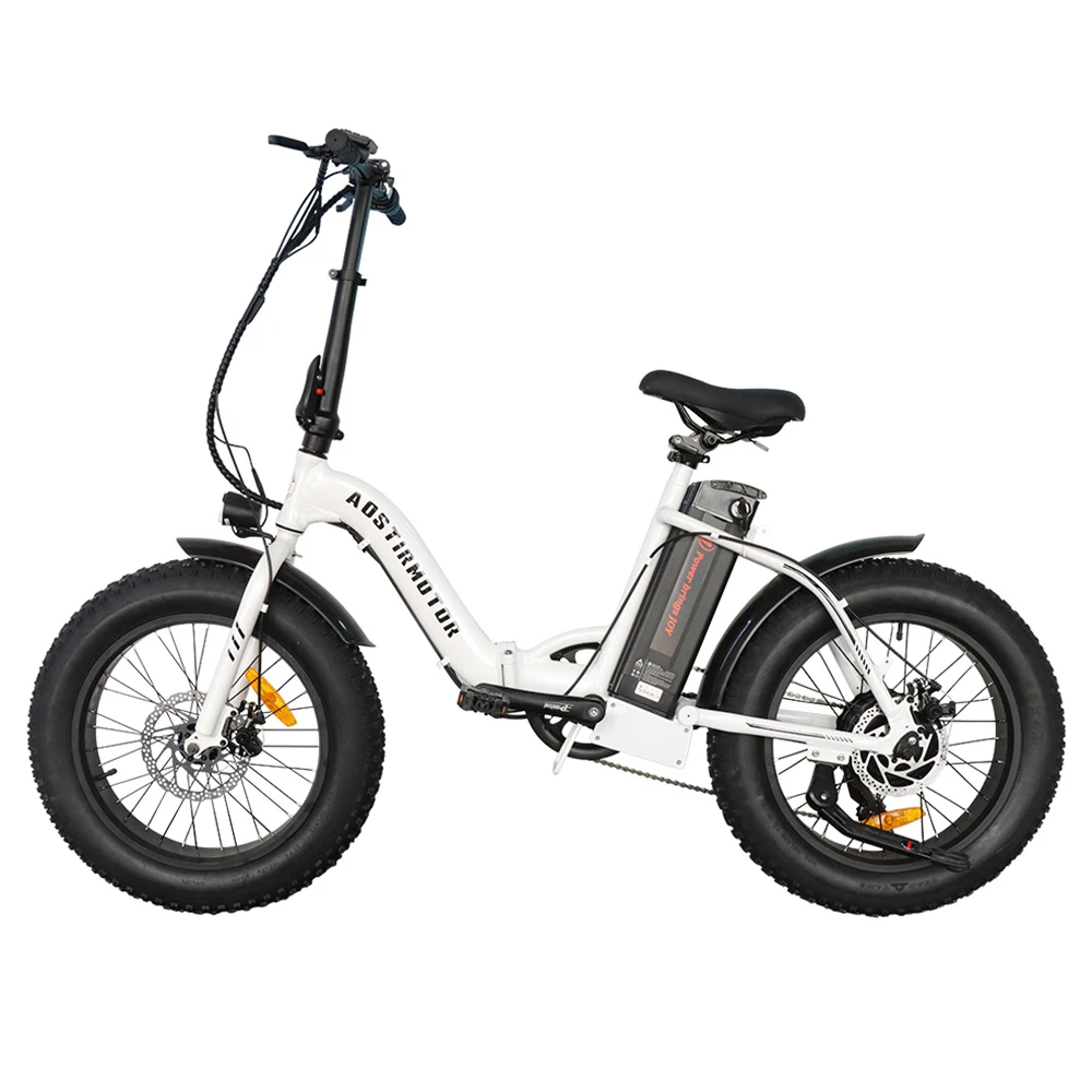 AOSTIRMOTOR G20 Folding Electric Bike 500W Motor 36V Removable 13Ah Battery 20*4.0'' Fat Tire 5-Speed Boost White - Image 2