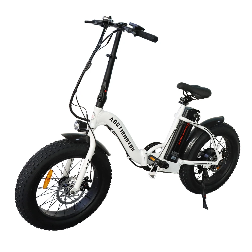 AOSTIRMOTOR G20 Folding Electric Bike 500W Motor 36V Removable 13Ah Battery 20*4.0'' Fat Tire 5-Speed Boost White - Image 3