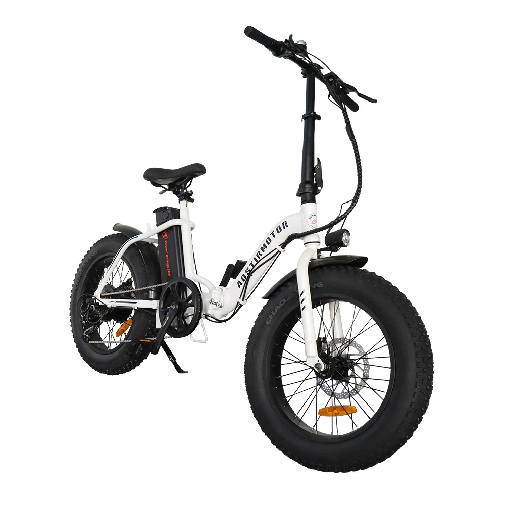 AOSTIRMOTOR G20 Folding Electric Bike 500W Motor 36V Removable 13Ah Battery 20*4.0'' Fat Tire 5-Speed Boost White - Image 4