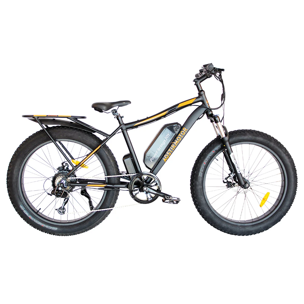 AOSTIRMOTOR S07-B Electric Bike 26*4.0'' Fat Tire 48V 13Ah Battery 750W Motor 7 Speed Shimano Gear - Black