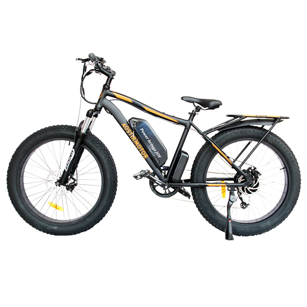 AOSTIRMOTOR S07-B Electric Bike 26*4.0'' Fat Tire 48V 13Ah Battery 750W Motor 7 Speed Shimano Gear - Black - Image 2