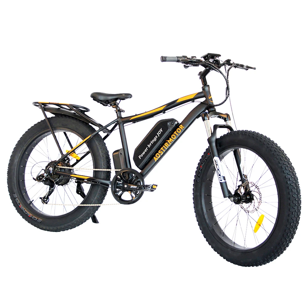 AOSTIRMOTOR S07-B Electric Bike 26*4.0'' Fat Tire 48V 13Ah Battery 750W Motor 7 Speed Shimano Gear - Black - Image 4