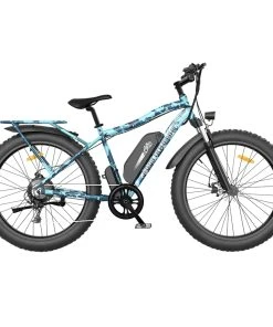AOSTIRMOTOR S07-F Electric Bike 26*4.0'' Fat Tire 48V 13Ah Battery 750W Motor 7 Speed Shimano Gear - Ocean Blue Camo
