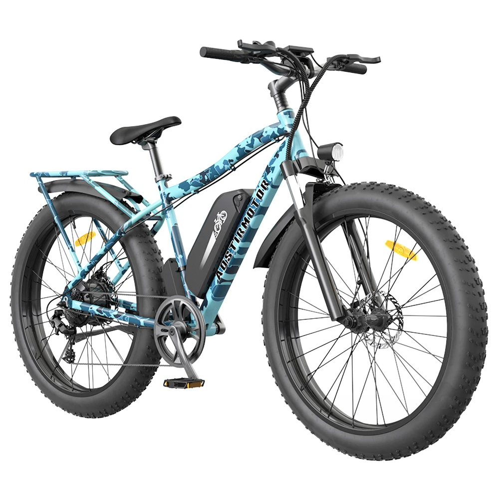 AOSTIRMOTOR S07-F Electric Bike 26*4.0'' Fat Tire 48V 13Ah Battery 750W Motor 7 Speed Shimano Gear - Ocean Blue Camo - Image 4
