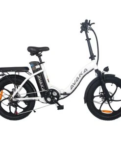 AVAKA BZ20 PLUS Electric Bike Foldable 20*3.0 Inch Fat Tires 500W Brushless Motor 25Km/h Max Speed 48V 15Ah Battery 100Km Range 120KG Max Load Dual Disc Brake Shimano 7-Speed Gear IP54 Waterproof LCD Display- IT Wheel White