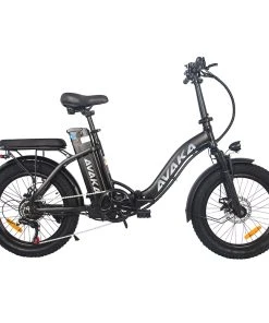 AVAKA BZ20 PLUS Electric Bike Foldable 20*3.0 Inch Fat Tires 500W Brushless Motor 25Km/h Max Speed 48V 15Ah Battery 100Km Range 120KG Max Load Dual Disc Brake Shimano 7-Speed Gear IP54 Waterproof LCD Display- FT Wheel Black
