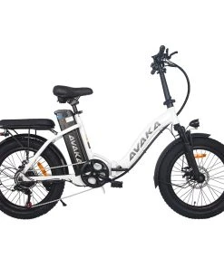AVAKA BZ20 PLUS Electric Bike Foldable 20*3.0 Inch Fat Tires 500W Brushless Motor 25Km/h Max Speed 48V 15Ah Battery 100Km Range 120KG Max Load Dual Disc Brake Shimano 7-Speed Gear IP54 Waterproof LCD Display- FT Wheel White
