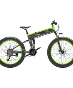 BEZIOR X1000 Folding Electric Bike Bicycle Panasonic 48V 12.8Ah Battery 1000W Motor 26 Inch Fat Tire Aluminum Alloy Frame Shimano 27-speed Shift Max Speed 40km/h IP54 100KM Power-assisted Mileage Range LCD Display IP54 Waterproof - Black Green