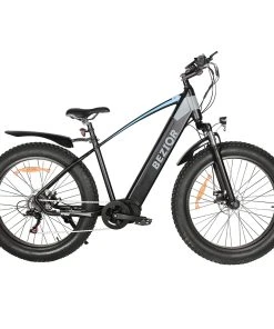BEZIOR XF800 Electric Mountain Bike 26*4.0 Inch Fat Tires 500W Mid Motor 48V 13Ah Battery 40Km/h Max Speed 90KG Load Dual Mechanical Disc Brake Shimano 7-Speed Gears - Black & Blue