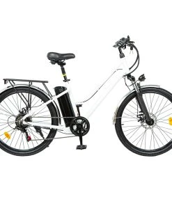 BK1 Electric Bike 36V 350W Motor 10Ah Battery Shimano 7 Speed Gear Front Suspension And Dual Disc Brakes - White
