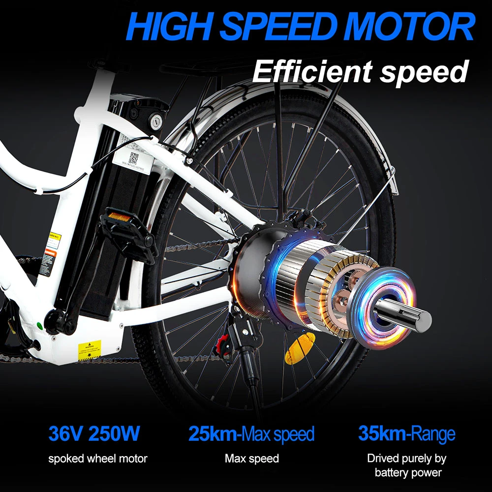 BK1 Electric Bike 36V 350W Motor 10Ah Battery Shimano 7 Speed Gear Front Suspension And Dual Disc Brakes - White - Image 2