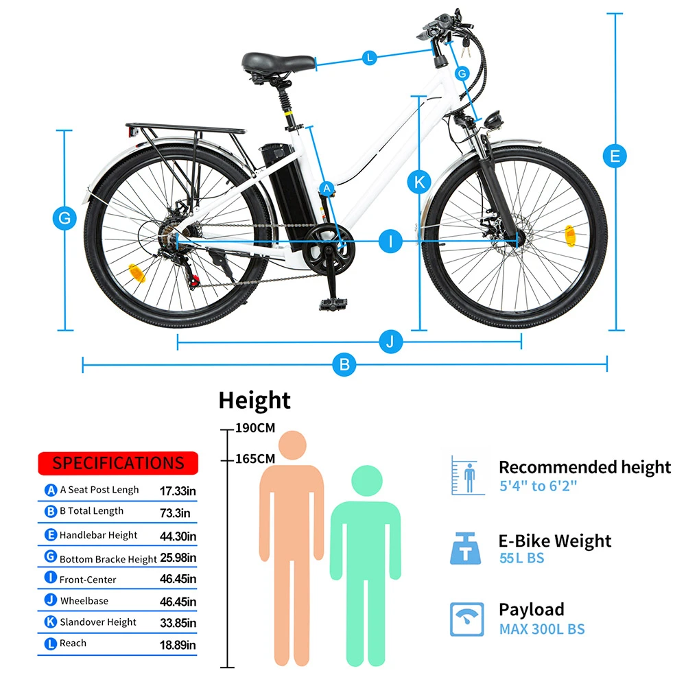 BK1 Electric Bike 36V 350W Motor 10Ah Battery Shimano 7 Speed Gear Front Suspension And Dual Disc Brakes - White - Image 5