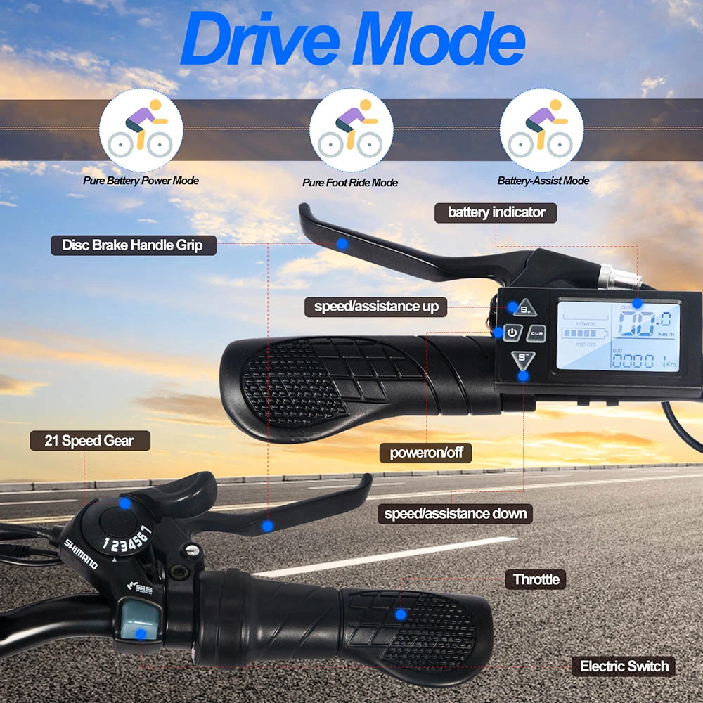 BK1 Electric Bike 36V 350W Motor 10Ah Battery Shimano 7 Speed Gear Front Suspension And Dual Disc Brakes - White - Image 6