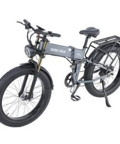 BURCHDA R5 Pro Folding Electric Bike 26*4.0 Inch Fat Tire 1000W Motor 50Km/h Max Speed 48V 15Ah Battery For 60km Range Double Shock Absorbers - Grey