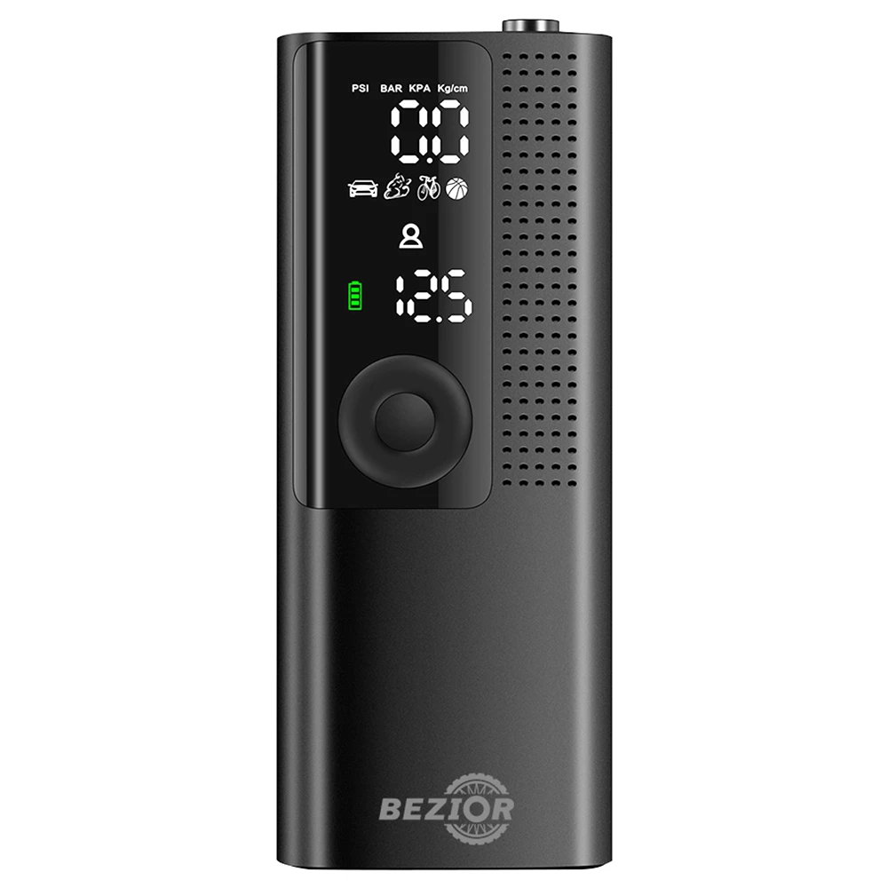 Bezior Mini Inflator Air Compressor Pump 2000mAh 120PSI With Digital Gauge For Bike Car Tyre