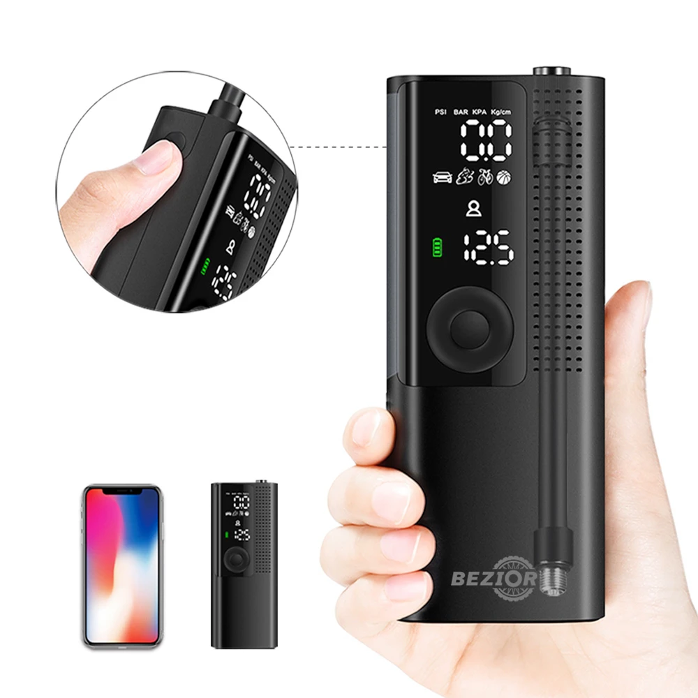 Bezior Mini Inflator Air Compressor Pump 2000mAh 120PSI With Digital Gauge For Bike Car Tyre - Image 6