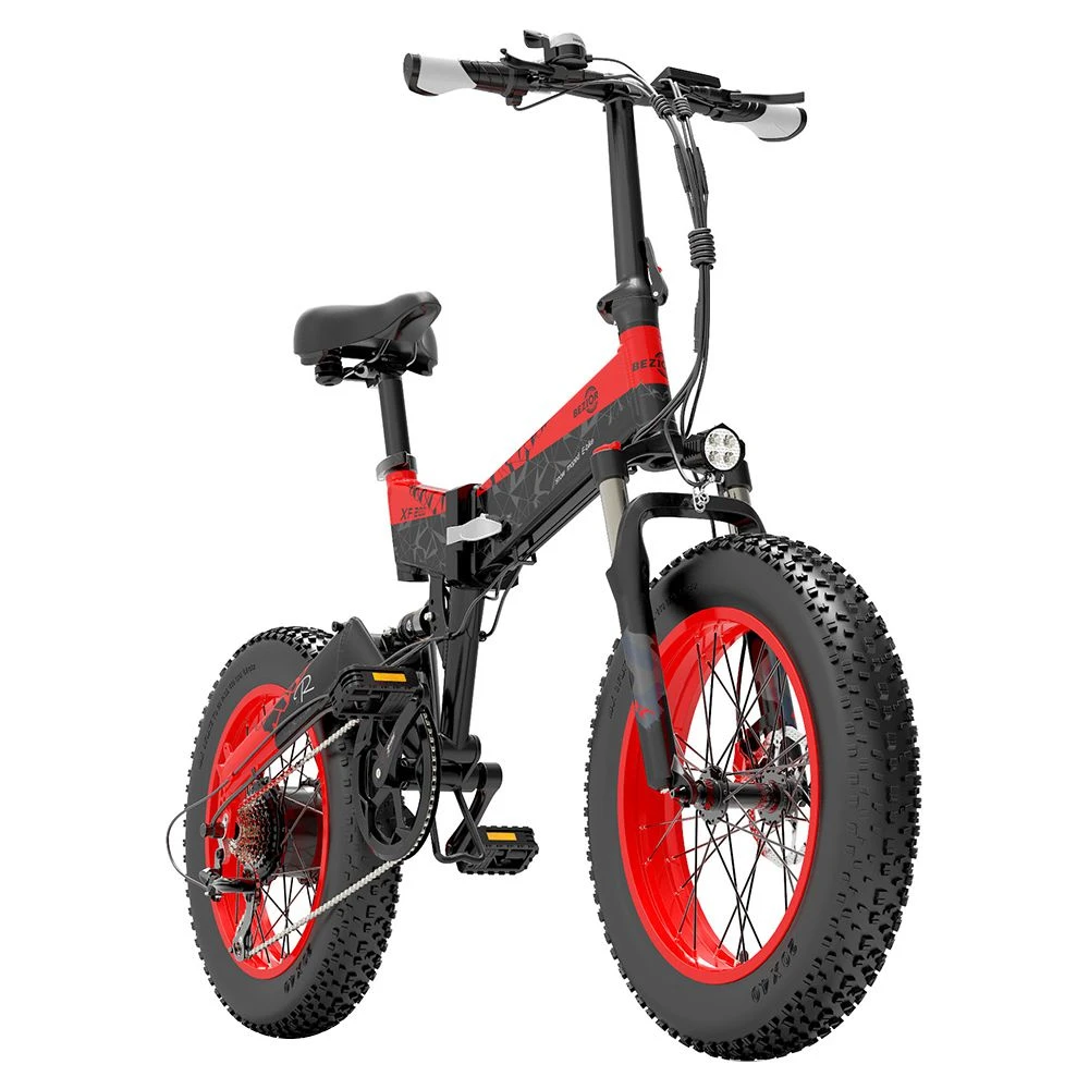 BEZIOR XF200 Off-road Electric Bike All Terrain Electric Bicycle 20x4'' Fat Tire 48V 1000W Motor 40km/h Max Speed 15Ah Battery Shimano 7-speed Shifting System - Black Red - Image 5