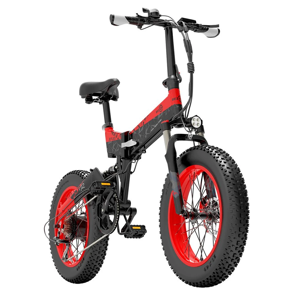 BEZIOR XF200 Off-road Electric Bike All Terrain Electric Bicycle 20x4'' Fat Tire 48V 1000W Motor 40km/h Max Speed 15Ah Battery Shimano 7-speed Shifting System - Black Red - Image 3