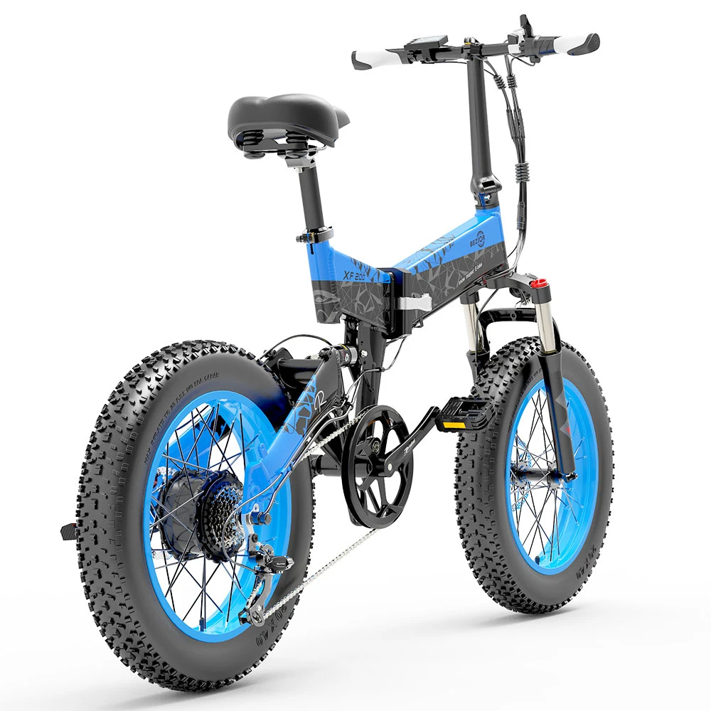 BEZIOR XF200 Off-road Electric Bike All Terrain Electric Bicycle 20x4'' Fat Tire 48V 1000W Motor 40km/h Max Speed 15Ah Battery Shimano 7-speed Shifting System - Black Blue - Image 6