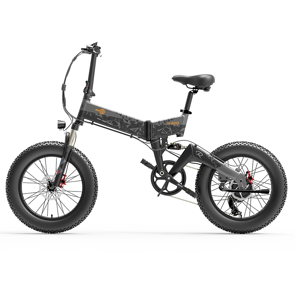 BEZIOR XF200 Off-road Electric Bike All Terrain Electric Bicycle 20x4'' Fat Tire 48V 1000W Motor 40km/h Max Speed 15Ah Battery Shimano 7-speed Shifting System - Black Grey - Image 2