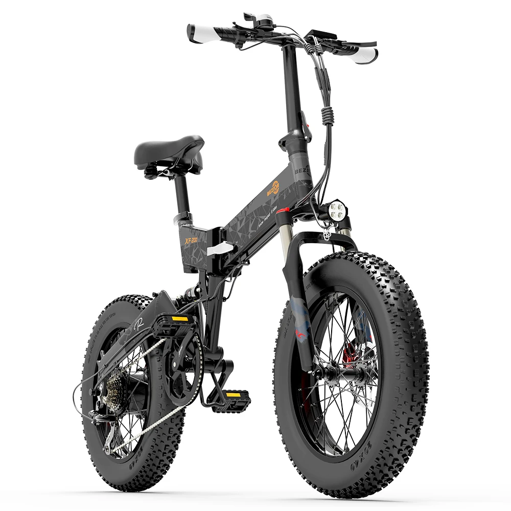 BEZIOR XF200 Off-road Electric Bike All Terrain Electric Bicycle 20x4'' Fat Tire 48V 1000W Motor 40km/h Max Speed 15Ah Battery Shimano 7-speed Shifting System - Black Grey - Image 3
