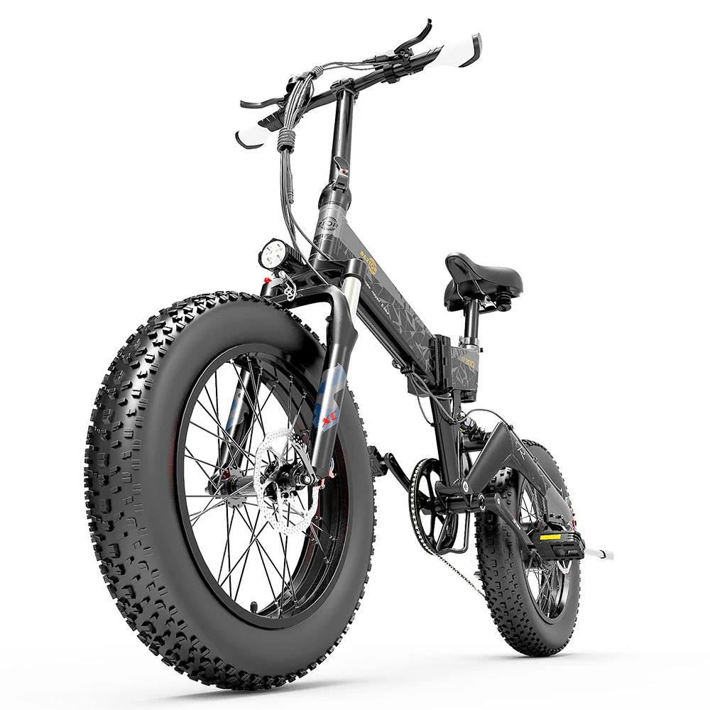 BEZIOR XF200 Off-road Electric Bike All Terrain Electric Bicycle 20x4'' Fat Tire 48V 1000W Motor 40km/h Max Speed 15Ah Battery Shimano 7-speed Shifting System - Black Grey - Image 4