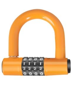 Bicycle U Lock 4-digit Combination Password Lock Anti-theft Heavy Duty Gym Locker For Bikes, Motorcycles, Scooters - Yellow