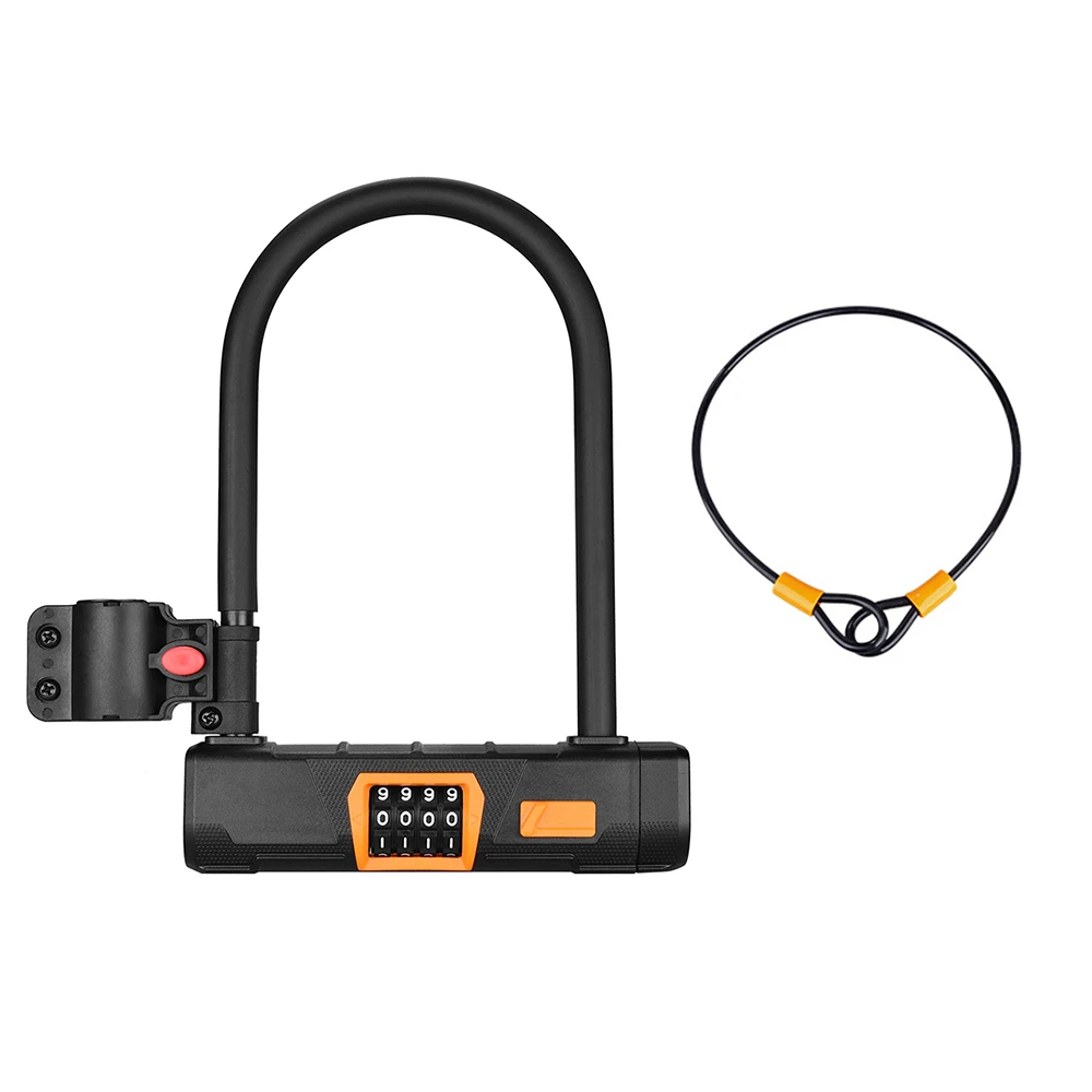 Bicycle U Lock With 1.2m Cable Anti-theft Heavy Duty Bike Password Lock Alloy For E-bikes, Motorcycles, Scooters