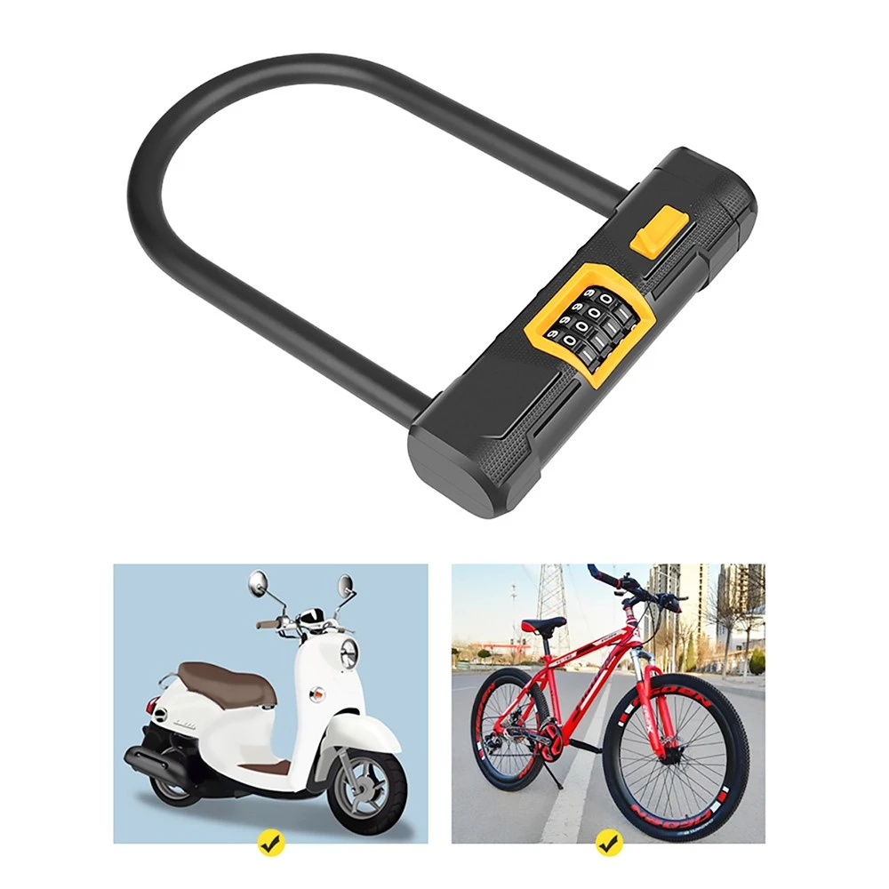 Bicycle U Lock With 1.2m Cable Anti-theft Heavy Duty Bike Password Lock Alloy For E-bikes, Motorcycles, Scooters - Image 2