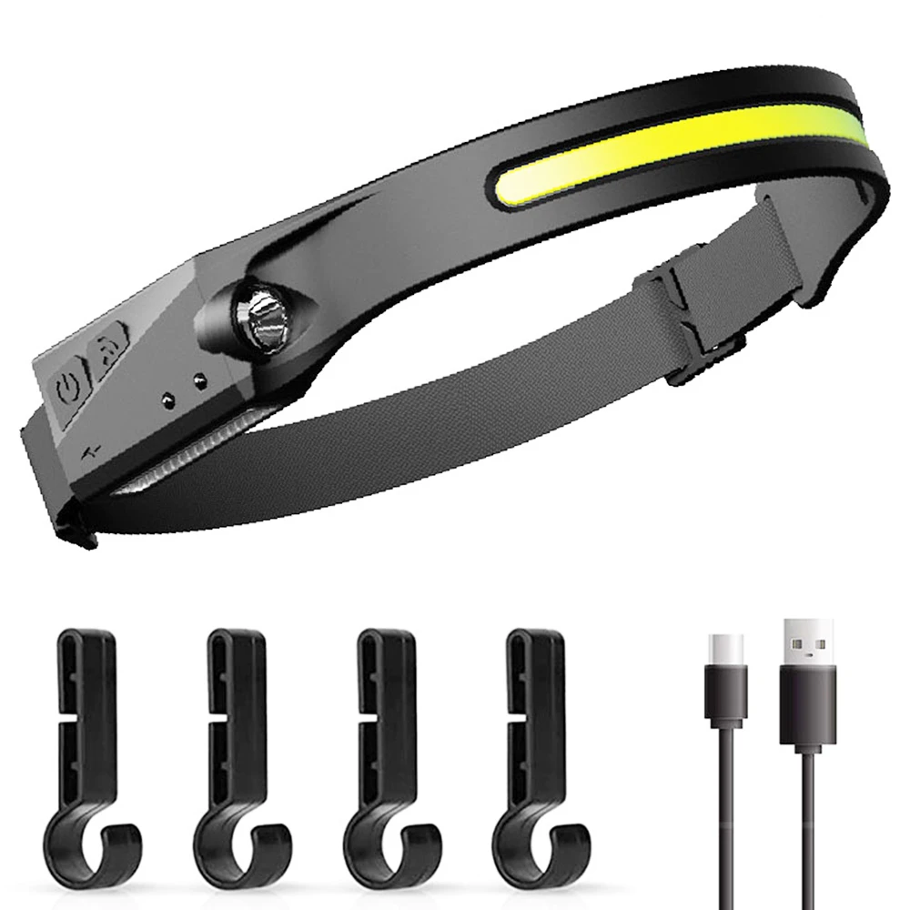 Bright LED Headlamp 270 Degree Wide Beam & Spotlight, 4 Sensor Modes For Outdoor Cycling Camping Hiking - With 4 Buckles